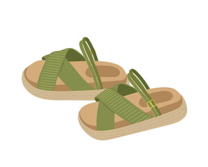 Isolated modern leather sandals for summer, casual female slippers for trendy fashion attire