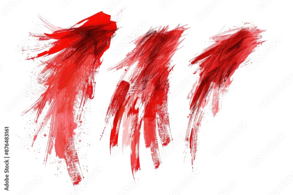 Poster Abstract art featuring red paint splatters on a white background, perfect for use in design projects or as a decorative image