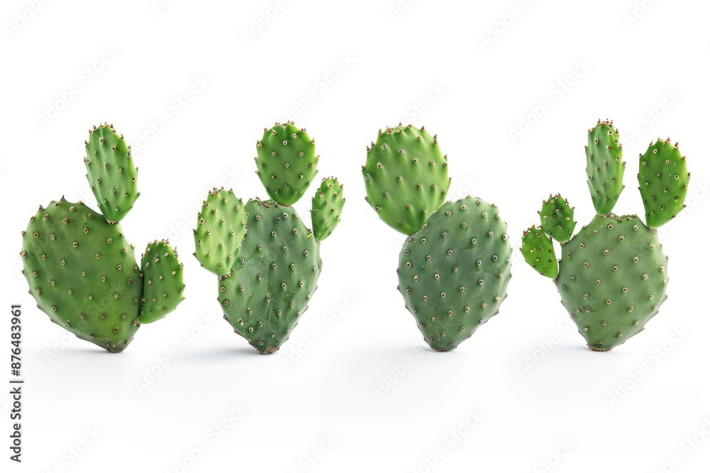Poster Row of cacti on a white background