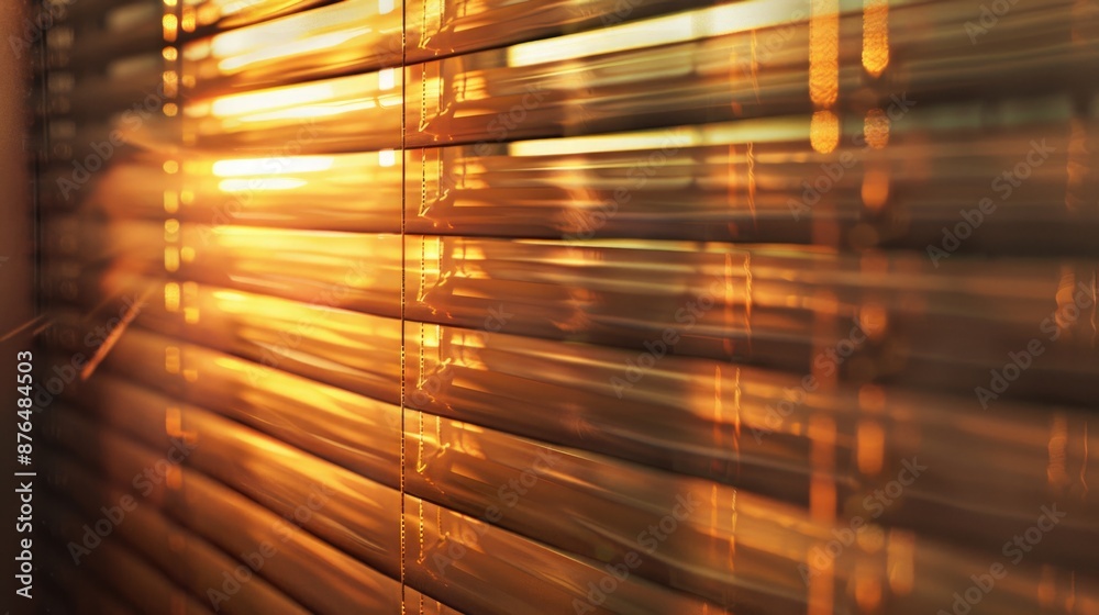 Poster a sunny beam enters through the blinds of a window, creating a warm and cozy atmosphere