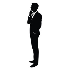 Obraz premium vector silhouette of a business man thinking in profile view 