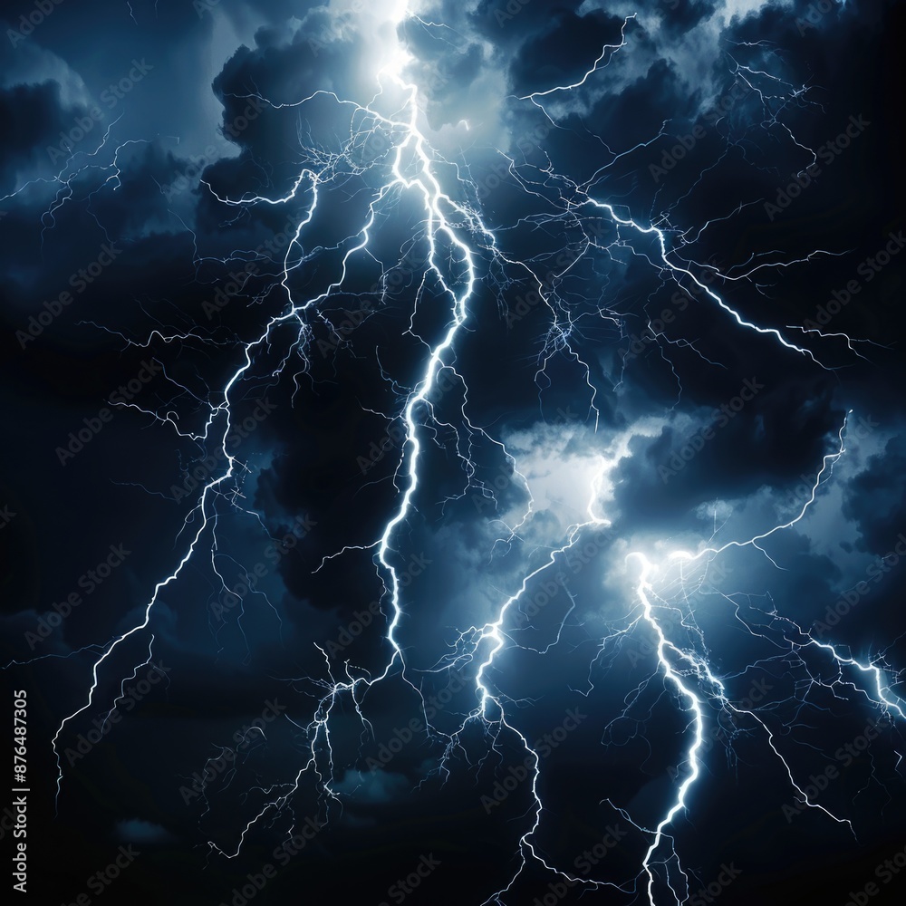 Aufkleber a dark sky with multiple lightning flashes