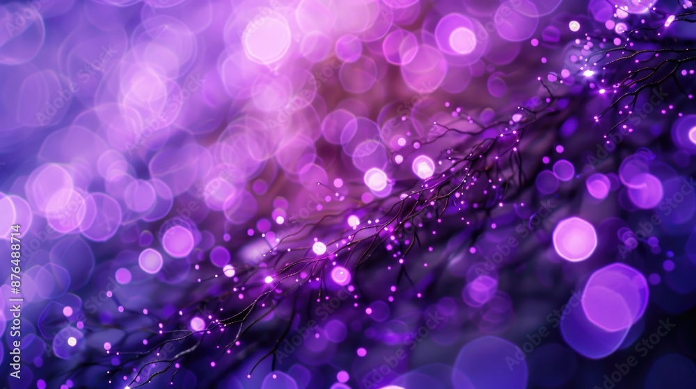 Poster a tree with purple lights attached to its branches