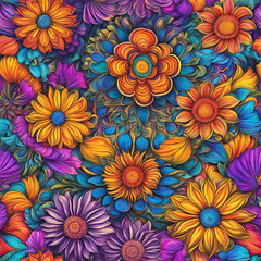 trippy psychedelic floral pattern meditation vintage flowers background image wallpaper 333 (4000 X 4000px)
