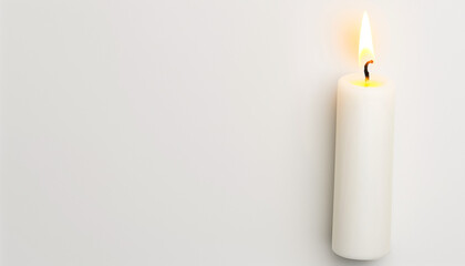 White lit candle against a light background elegant and minimal design perfect for peaceful and calming decor