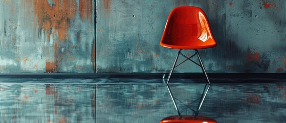 Red Chair Reflection. Generative AI