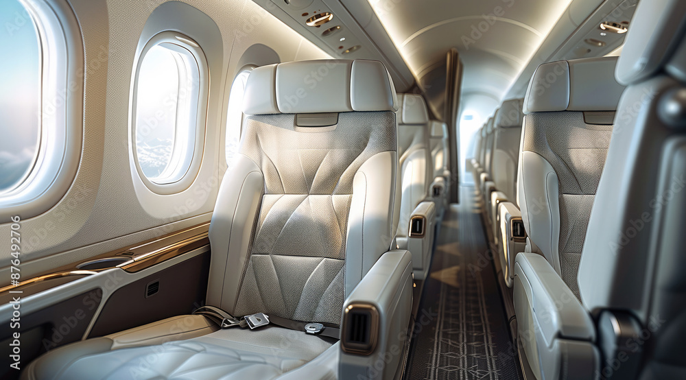 Poster a jet seat with adjustable headrests, showcasing the ergonomic design and attention to passenger com