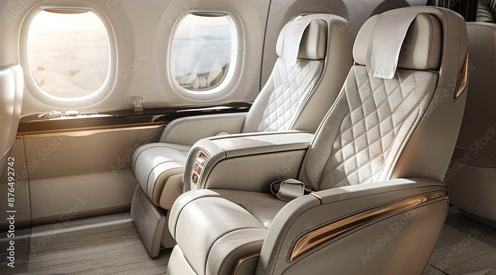 Poster a jet seat with adjustable headrests, showcasing the ergonomic design and attention to passenger com