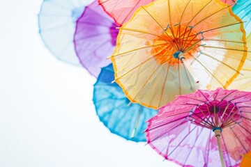 Close-up of decorative paper umbrellas for Songkran in Thailand 