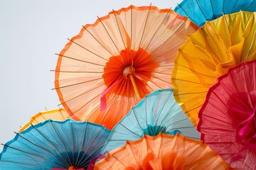 Close-up of decorative paper umbrellas for Songkran in Thailand 