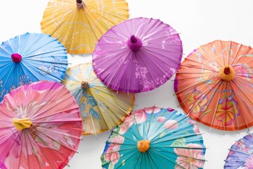 Close-up of decorative paper umbrellas for Songkran in Thailand 