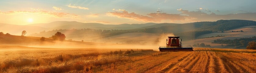 Fototapeta premium Golden Harvest Sunrise. Generative AI