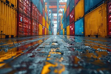 Fototapeta premium Wet Cargo Containers. Generative AI