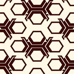 Contemporary honeycomb geometric pattern. Repeated hexagon ornament. Modern mosaic tiles background. Seamless surface abstract design. Geo wallpaper. Digital paper, textile print. Vector illustration