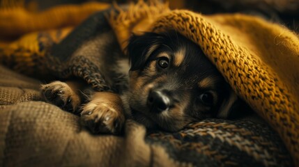 Obraz premium Puppy. Cozy environment. Autumn background