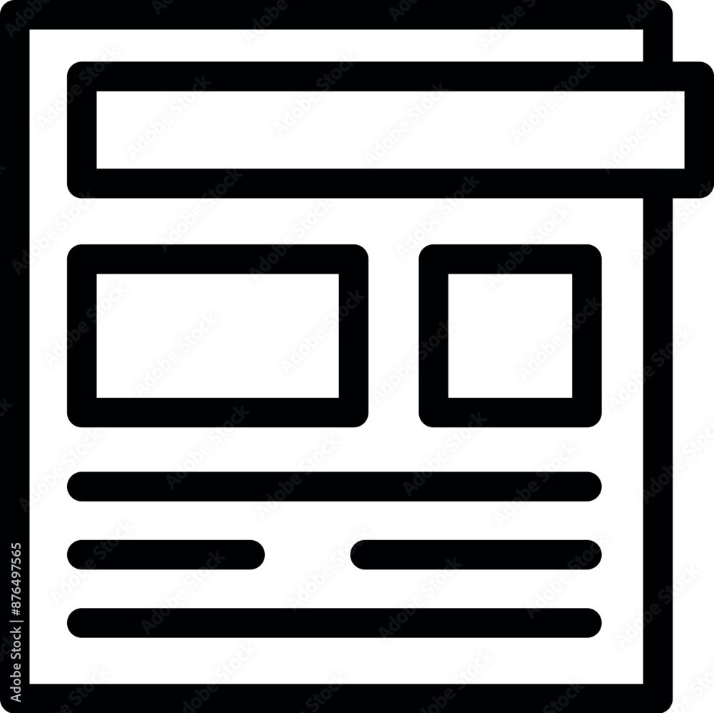Poster simple icon of a webpage layout showing text and image boxes