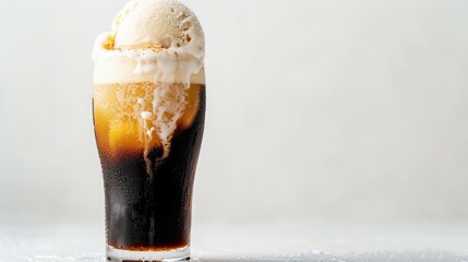 Refreshing Root Beer Float with Vanilla Ice Cream