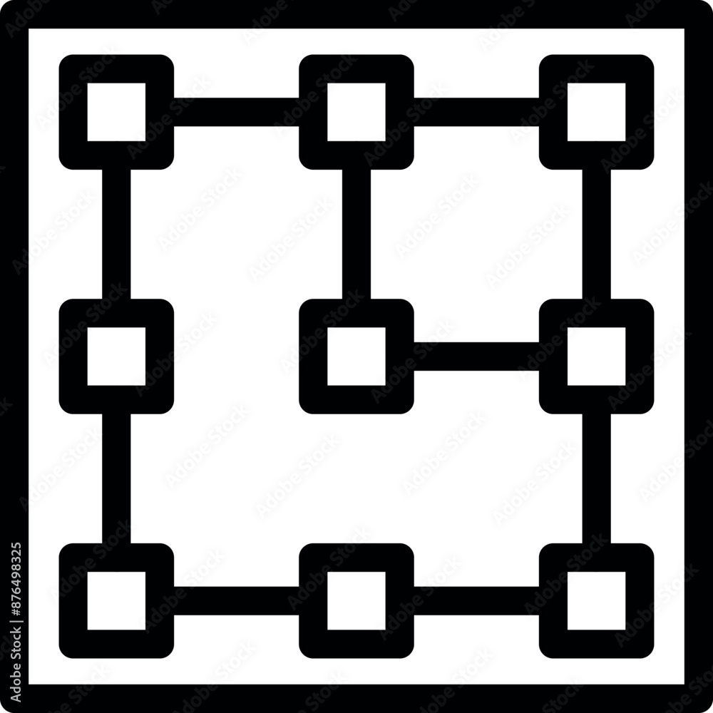Poster icon of squares connected by lines representing a blockchain network