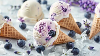 Vanilla Ice Cream Scoops in Cone