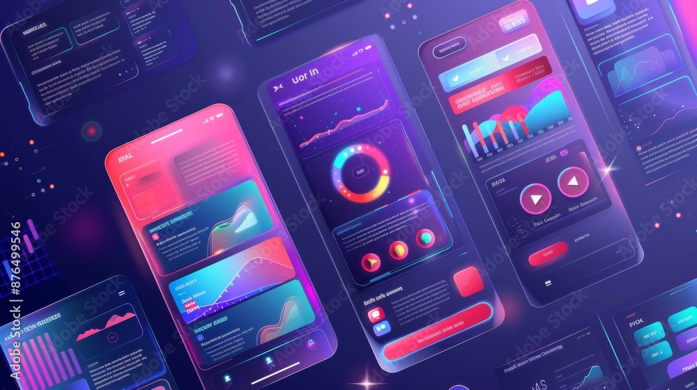 Wall mural ui and ux design abstract concept vector illustration. mobile app ui design, website ux, user interf