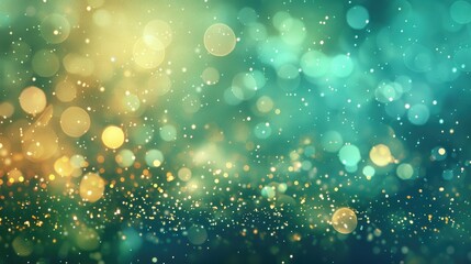 Obraz premium Defocused glittering lights on blue and green bokeh background Celebration pattern for Christmas Party New Year