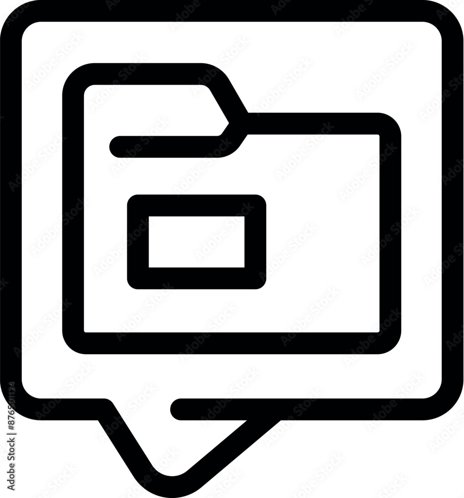 Poster open folder icon representing data storage inside a speech bubble