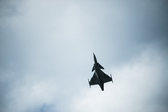 Gothenburg, Sweden - August 29 2010: Saab JAS 39 Gripen fighter aicraft performing a display.