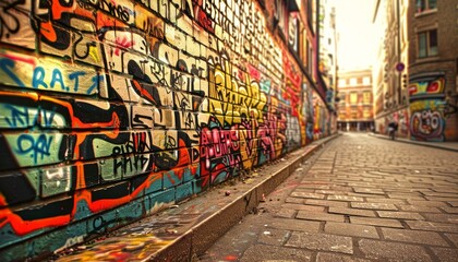 Fototapeta premium Urban Street Art: Vivid Graffiti and Dynamic Murals