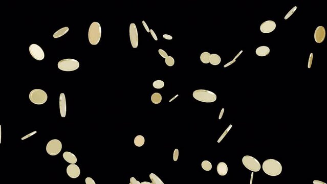Casino jackpot, win or luck concept. Coins explosion on the transparent background.