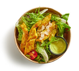 fresh vegetable salad with chicken fillet