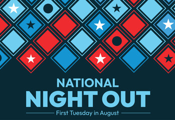The first Tuesday in August is celebrated as National Night Out in America to spread awareness about community policing, vector background
