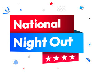 National Night Out patriotic background with typography and shapes.