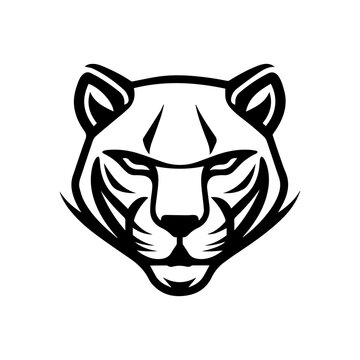 recommend clip art: panther icon or modern line symbol. Vector line art and icon design with bold outline. Black and white Pixel Perfect minimalistic symbol isolated white background. Silhouette simple thin sign