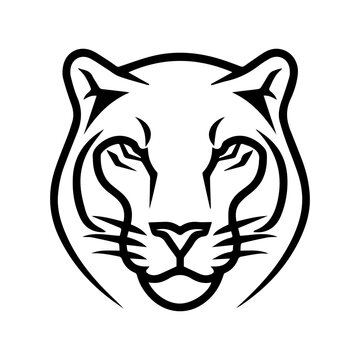 recommend clip art: panther icon or modern line symbol. Vector line art and icon design with bold outline. Black and white Pixel Perfect minimalistic symbol isolated white background. Silhouette simple thin sign