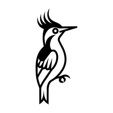 recommend clip art: woodpecker icon or modern line symbol. Vector line art and icon design with bold outline. Black and white Pixel Perfect minimalistic symbol isolated white background. Silhouette simple thin sign