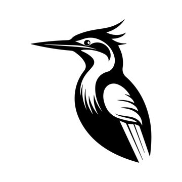 recommend clip art: woodpecker icon or modern line symbol. Vector line art and icon design with bold outline. Black and white Pixel Perfect minimalistic symbol isolated white background. Silhouette simple thin sign