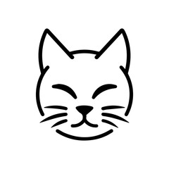 Cat icon or modern line symbol. Vector line art and icon design with bold outline. Black and white Pixel Perfect minimalistic symbol isolated white background. Silhouette simple thin sign