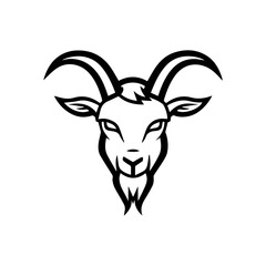 Goat icon or modern line symbol. Vector line art and icon design with bold outline. Black and white Pixel Perfect minimalistic symbol isolated white background. Silhouette simple thin sign