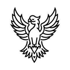 Griffin icon or modern line symbol. Vector line art and icon design with bold outline. Black and white Pixel Perfect minimalistic symbol isolated white background. Silhouette simple thin sign