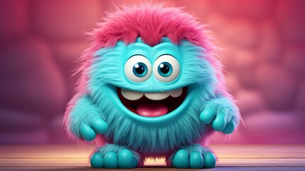 Fototapeta premium Cute 3D cartoon monster
