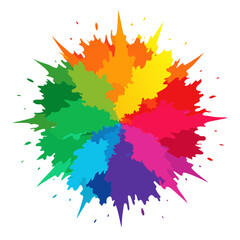 Vibrant Rainbow Holi Paint Powder Explosion Isolated white Background