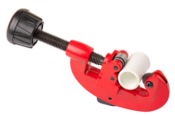 Roller pipe cutter on isolated background.