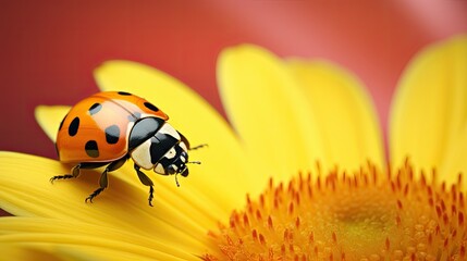 Ladybug on a yellow flower 