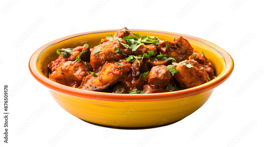 Canvas Prints meat karahi in yellow bowl isolated on transparent background, png