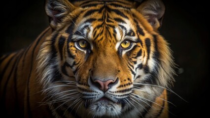 Fototapeta premium Tiger face on black background