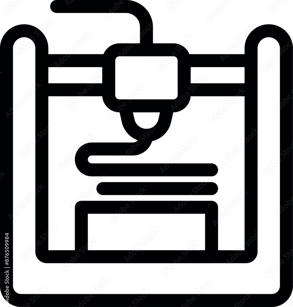 Poster 3d printer is creating an object layer by layer with a thin plastic filament