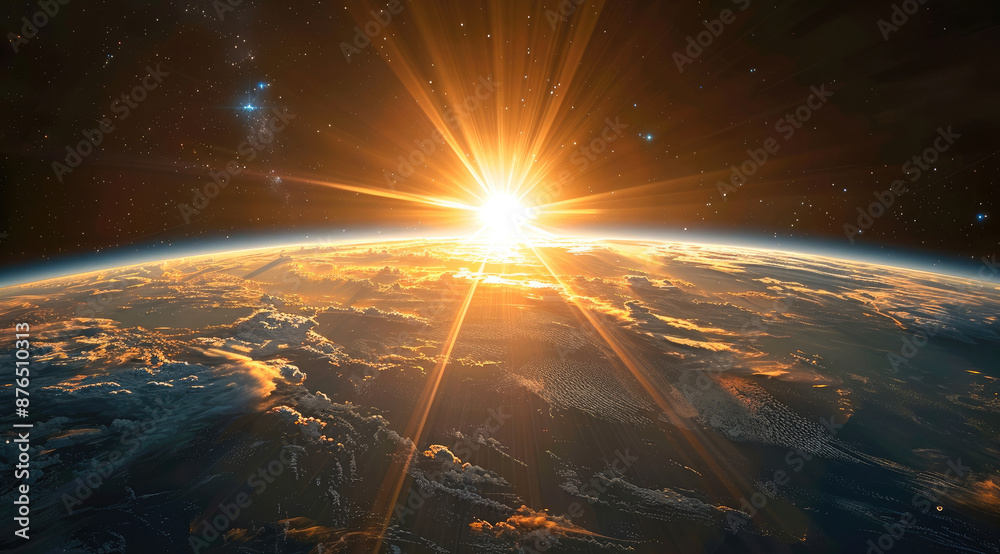 Aufkleber the earth terminator line during dawn, casting a gentle glow over its surface against the dark expan