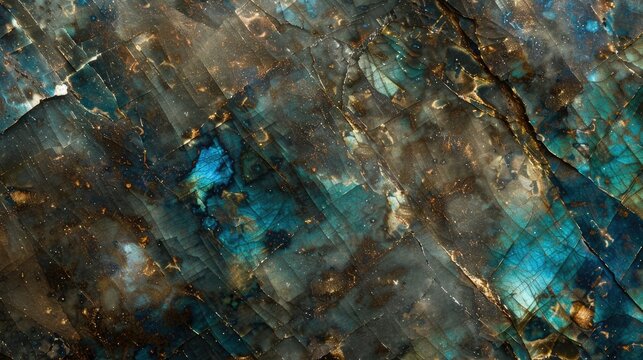 Textured aged paper backdrop featuring spectrolite a gem type of Labradorite ore