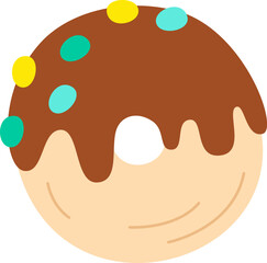 Hand Drawn Doughnut With Chocolate