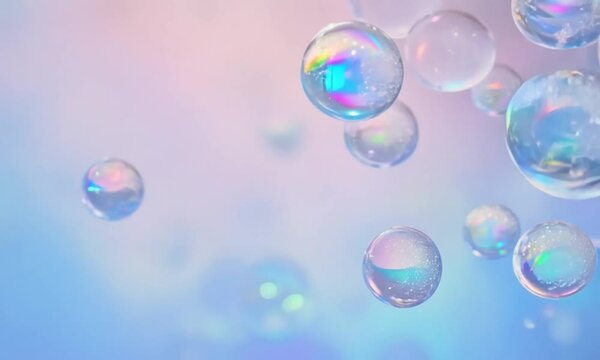 soap bubbles on blue background